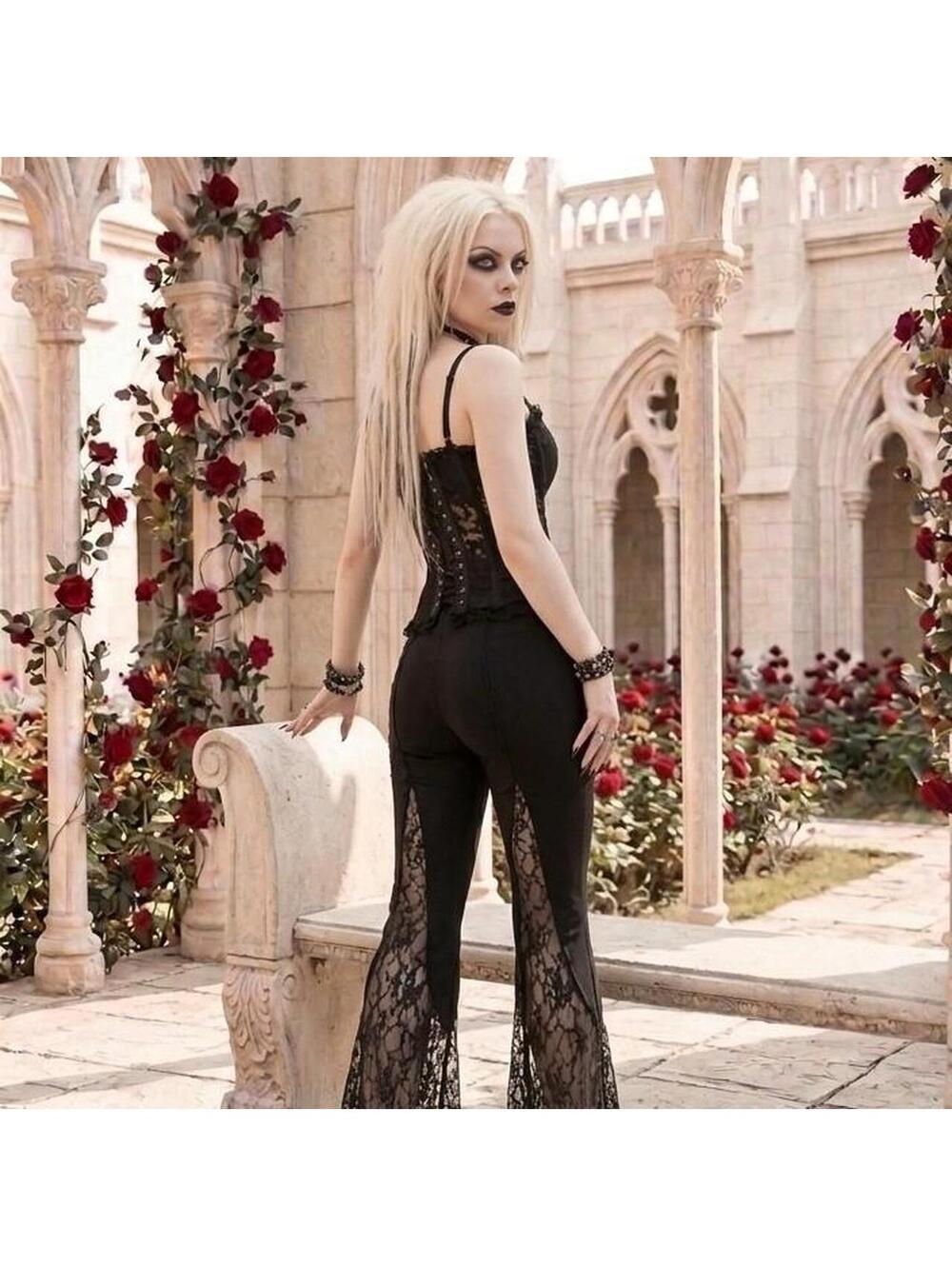 Gothic Lace Flare Pants - Picture 3 of 4